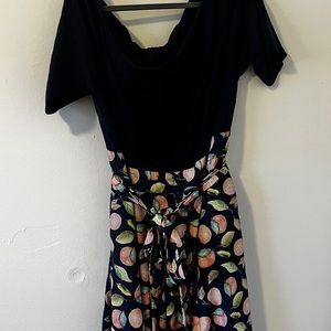 Eshakti Boatneck Peach Print Dress